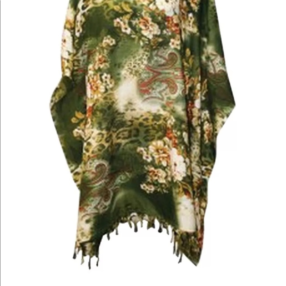Leopard Floral FRINGE Plus Cover Up 100% Rayon NWT - Picture 2 of 2